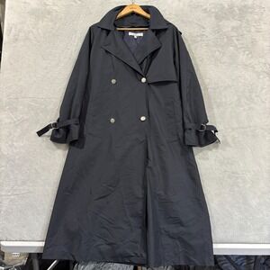CARVEN Pour Air France Trench Coat Jacket Women's 40L Button Navy Collared Long‎